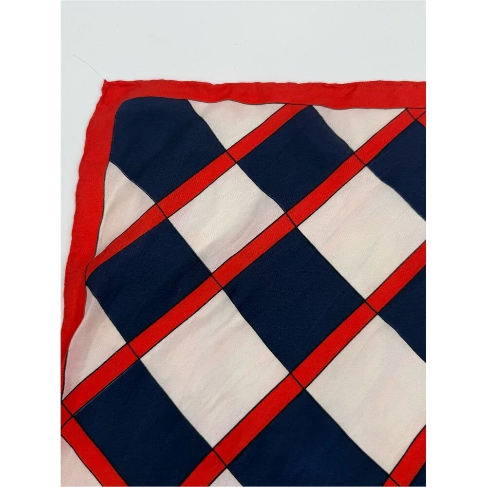 Echo Vintage Red Navy Square Scarf Retro Neck Hair Scarf Accessory Checker